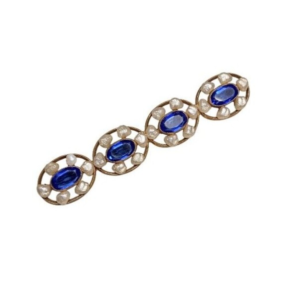 Antique Blue Stone Bar Brooch
